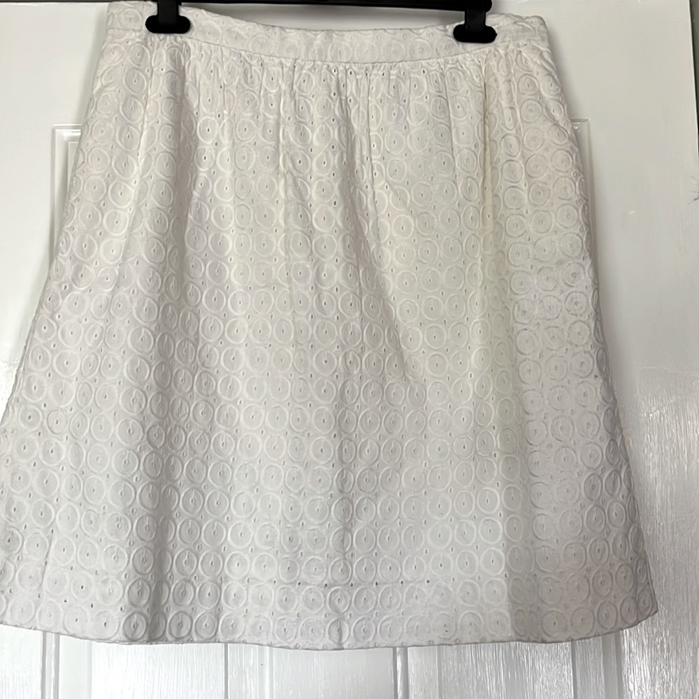 J. Crew White Eyelet A-Line Skirt